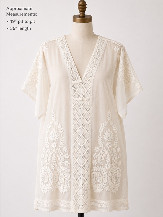 Young Threads Tops - Young Threads Sheer Tunic Top, Cream Colored, S/M